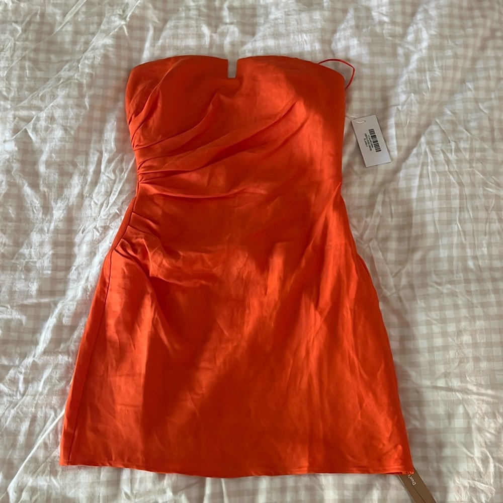 NWT Reformation abeni  linen dress in flame size 6